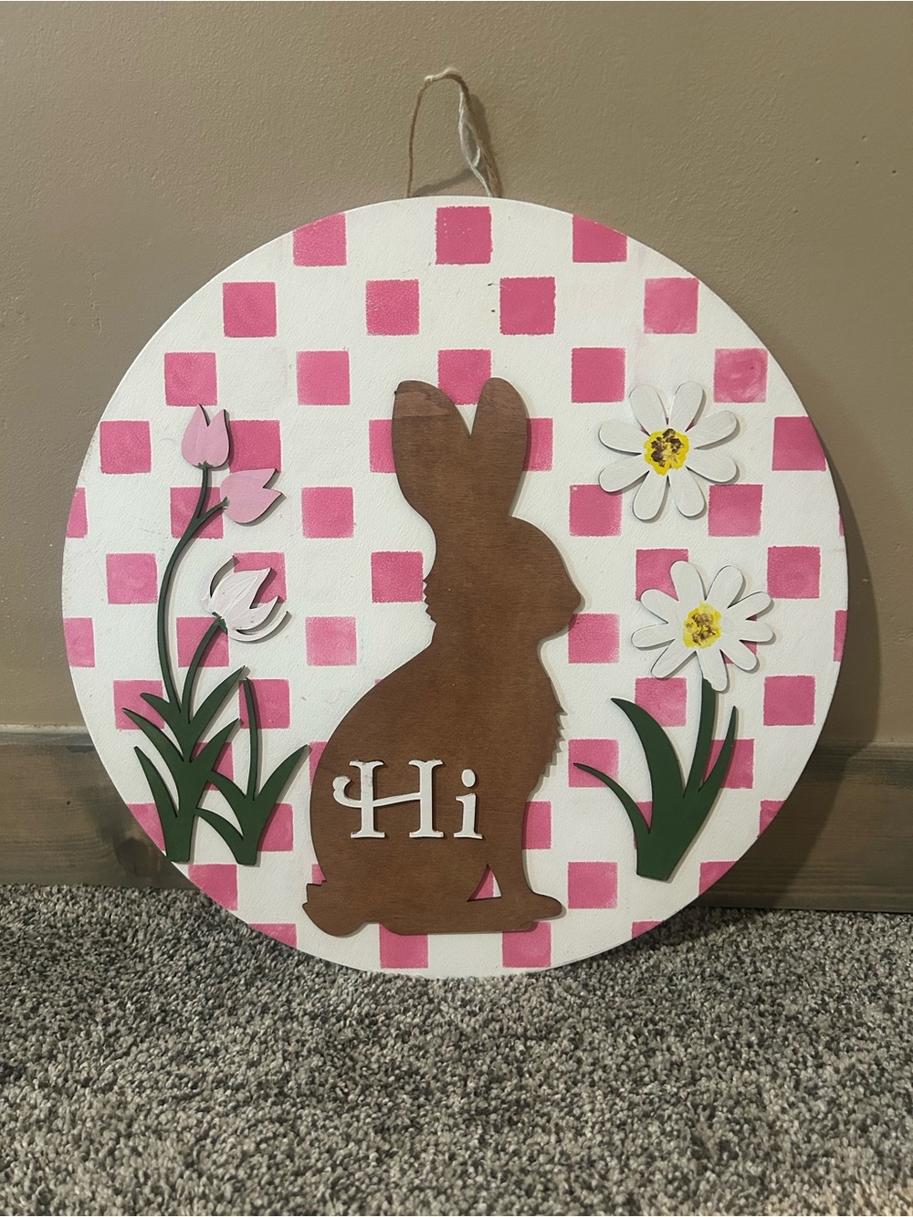 Handmade Spring bunny sign